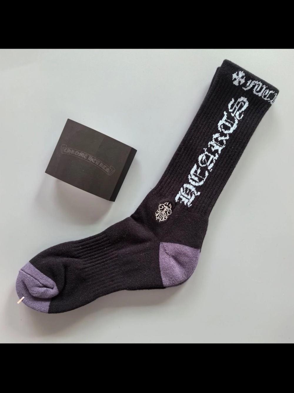 Chrome Hearts Black Socks with Purple Heel & Toe - Chrome Hearts